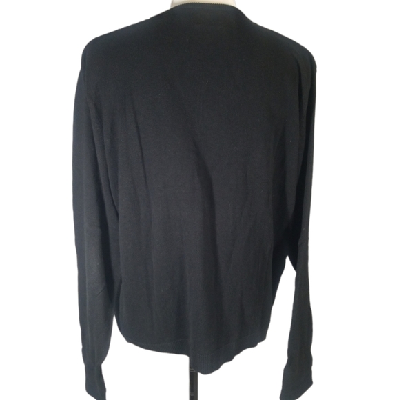 Tail Cable Knitted Black Zippered Cardigan.  L - Picture 4 of 13
